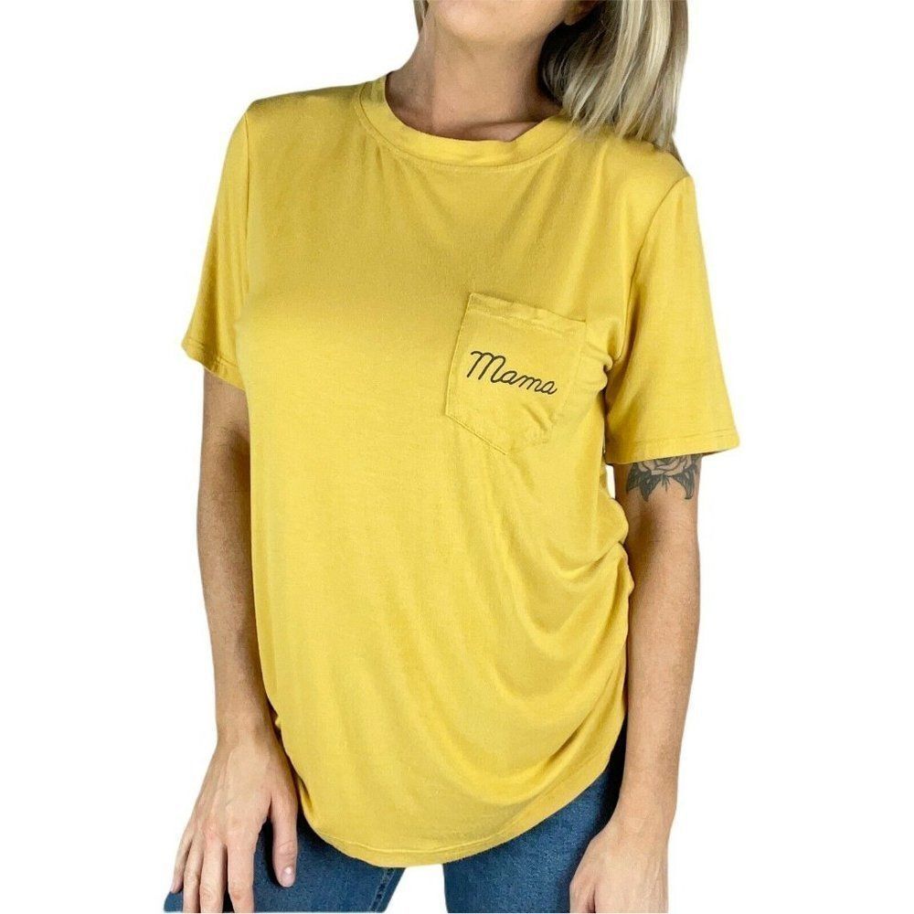 Mama Oversized Mustard Yellow Front Pocket top